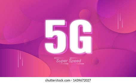 5G new speed of Internet for wireless and wifi connection. This is fast connection fo the world. Vector illustration design in fluid background concept with trend color 2019.