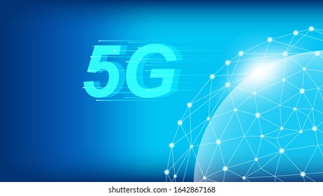 5G new technology network high speed internet data transfers concept. New generation future communication. Technology background.