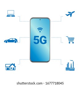 5g new Wi-Fi wireless internet connection. Vector technology 5g network sign icon. Fifth innovative generation of global high-speed broadband