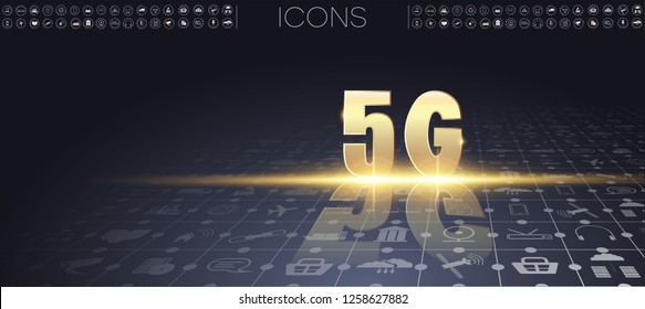 5G new wireless internet wifi connection. Global network high speed innovation connection data rate technology vector illustration