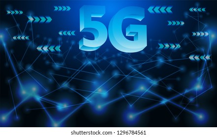 5G new wireless internet wifi connection.  Global network high speed innovation connection technology  background. vector .
