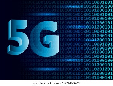 
5G new wireless internet wifi connection. data binary code numbers. Global network high speed innovation connection  technology  background. vector .