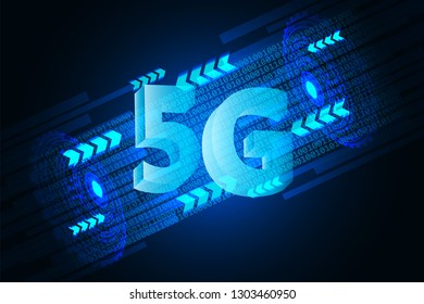 
5G new wireless internet wifi connection. data binary code numbers. Global network high speed innovation connection  technology  background. vector .