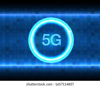 5G new wireless internet wifi connection. Big data binary code flow numbers. Global network high speed innovation connection data rate technology vector illustration