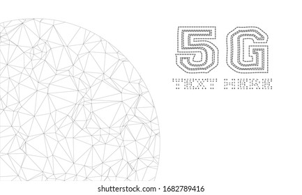 5G New Wireless Internet Wi-Fi Connection. High-technology Global Network. Illustration Vector in stroke line style.