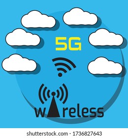 5G new wireless internet wifi connection. Big data binary code flow numbers. Global network high speed innovation connection data rate technology vector illustration. 