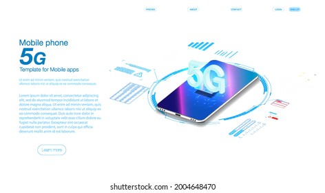 5G neue WLAN-Internetverbindung. Intelligente Stadt oder intelligente Gebäude isometrische Vektorkonzept. Gebäudeautomatisierung mit Computer-Netzwerk-Illustration