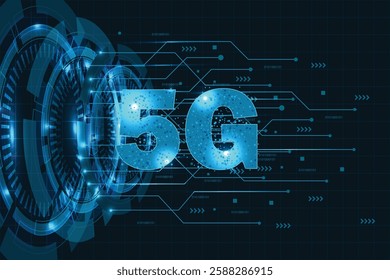 5G new wireless internet Wi-Fi connection. Big data binary code flow numbers. Global network high speed innovation connection data rate technology