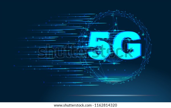 5G 新的无线互联网无线连接. 大数据二进制代码流数。 全球网络高速创新 