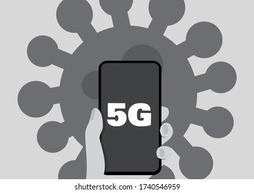 5G on a smartphone: 5G is the fifth generation technology standard for cellular networks. It has been linked by conspiracy theorists to the Coronavirus pandemic.