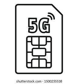 5g phone card icon. Outline 5g phone card vector icon for web design isolated on white background