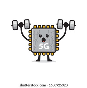 5G processor chipset mascot character design