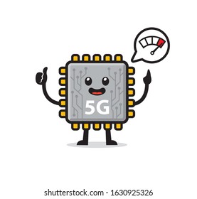 5G processor chipset mascot character design