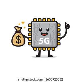 5G processor chipset mascot character design