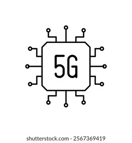 5G Processor icon. Vector illustration for web, sign, symbol, logo, app, UI.