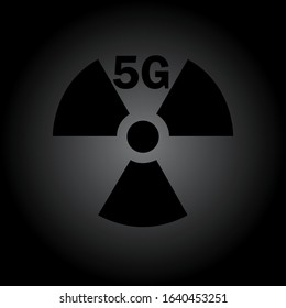 5G radioactive internet network technology vector illustration. 5 G warning concept with radiation sign on background.