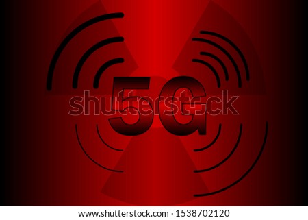 5G radioactive internet network technology vector illustration.  5 G warning concept with radiation sign on background.