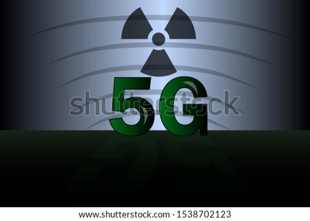 5G radioactive internet network technology vector illustration.  5 G warning concept with radiation sign on background.