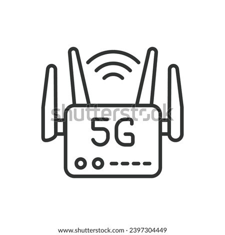 5g router icon line design. 5g, router, icon, mobile, wireless, internet, technology vector illustration. 5g router editable stroke icon.
