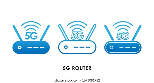 Icono de icono de 5G Router ilustración vectorial. Diseño de plantilla vectorial de conexión a Internet 5G. Ilustración vectorial de tecnología de red 5G para web, signo, símbolo, logotipo, aplicación, UI.