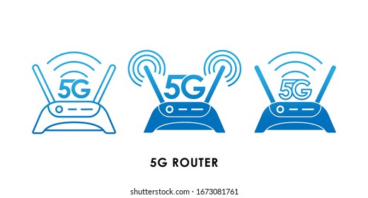 Icono de icono de 5G Router ilustración vectorial. Diseño de plantilla vectorial de conexión a Internet 5G. Ilustración vectorial de tecnología de red 5G para web, signo, símbolo, logotipo, aplicación, UI.