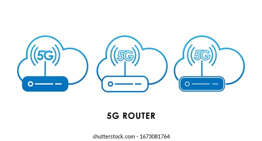 5G Router icon logo vector illustration. 5G internet connection vector template design. 5G network technology vector illustration for web, sign, symbol, logo, app, UI.