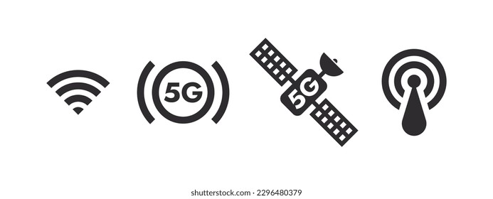 5G Satellite Internet. 5G network. Wireless connectivity icons. Vector scalable graphics