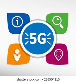 5G sign icon.  Flat design style 