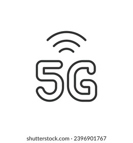 5G-Zeichen Symbol-Liniendesign. 5g, Symbol, Zeichen, Symbol, Symbol, Mobilfunk, Technologie, Internet-Vektorgrafiken. 5G-Symbol für bearbeitbaren Strich.