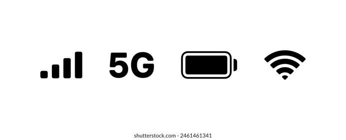 5G sign icons set. Network wireless technology icons