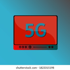 5G sign. vector illustration template. 5 G text on tablet pc