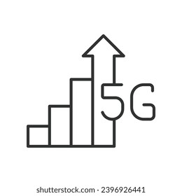 5g signal bar line design. 5g, signal, bar, icon, mobile, wireless, connectivity, internet vector illustrations. 5g signal bar editable stroke icon.