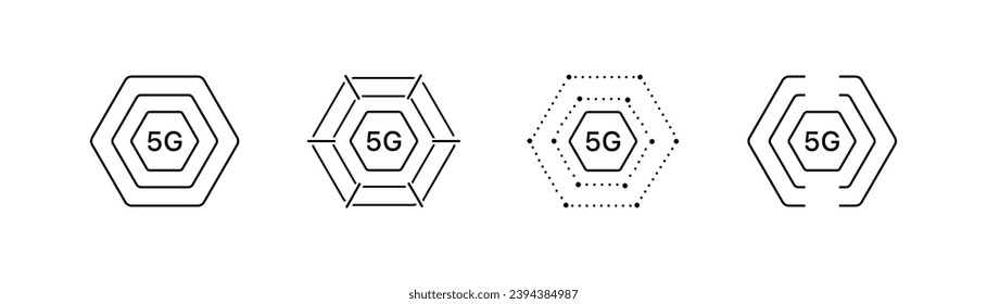 5G signal icons. Linear, 5G icons. Vector icons