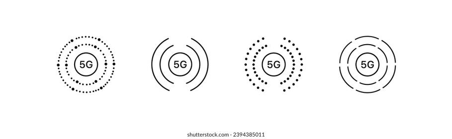 5G signal icons. Outline, 5G signal distribution icons. Vector icons