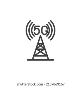 5g signal line icon. linear style sign for mobile concept and web design. 5G antenna outline vector icon. Symbol, logo illustration. Vector graphics