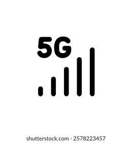 5G Signal Strength Icon in Black vector