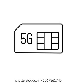 5g sim card icon. Mobile phone SIM card, communication technology, sim card chip, eSIM, New digital technology. Vector illustration.