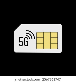 5g sim card icon. Mobile phone SIM card, communication technology, sim card chip, eSIM, New digital technology. Vector illustration.