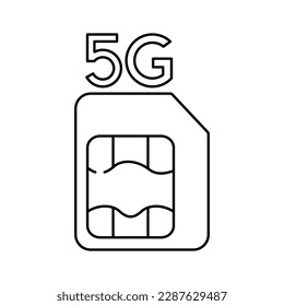 Icono de vector de ilustración de tarjeta sim 5G