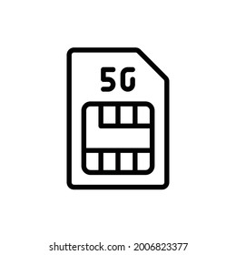 5G Sim Card Line Symbol Logo Illustration Vektorgrafik einzeln. 5G und Technology Icon-Set. Geeignet für Webdesign, Logo, App. 64x64 Pixel perfekt.