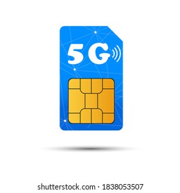 5G-Sim-Karte. Symbol für Mobilkommunikationstechnologie. Vektorgrafik. Vektor EPS10
