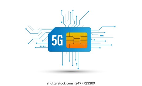 5G SIM card. Mobile technology symbol isolated on white background.