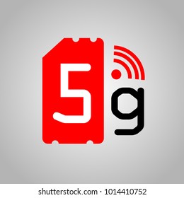  5G Sim Card. Mobile telecommunications technology symbol.