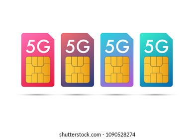 5G Sim Card. Mobile telecommunications technology symbol