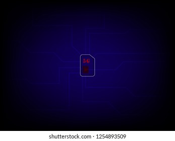 5G Sim Card. Mobile telecommunications technology symbol. Vector stock illustration.