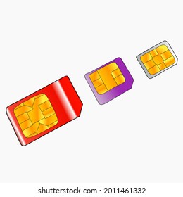 5G Sim Card. Mobile telecommunications technology symbol with three generations by generation