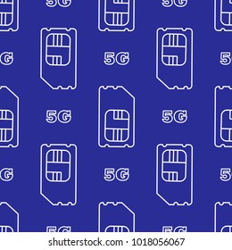 5g sim card. Vector 5g SIM Cards Seamless Pattern on Background.