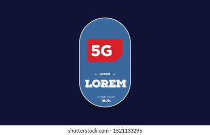 5G Sim Card Badge Sticker Design Flat Style Design