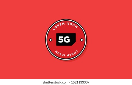 5G Sim Card Badge Sticker Design Flat Style Design
