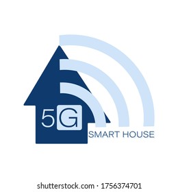 5 octies. Logo de Smart House. Icono de vectores web para su uso en infografías. Icono de concepto de hogar inteligente. Emblem firma Wi-Fi. Electrónica Digital. Ilustración vectorial.